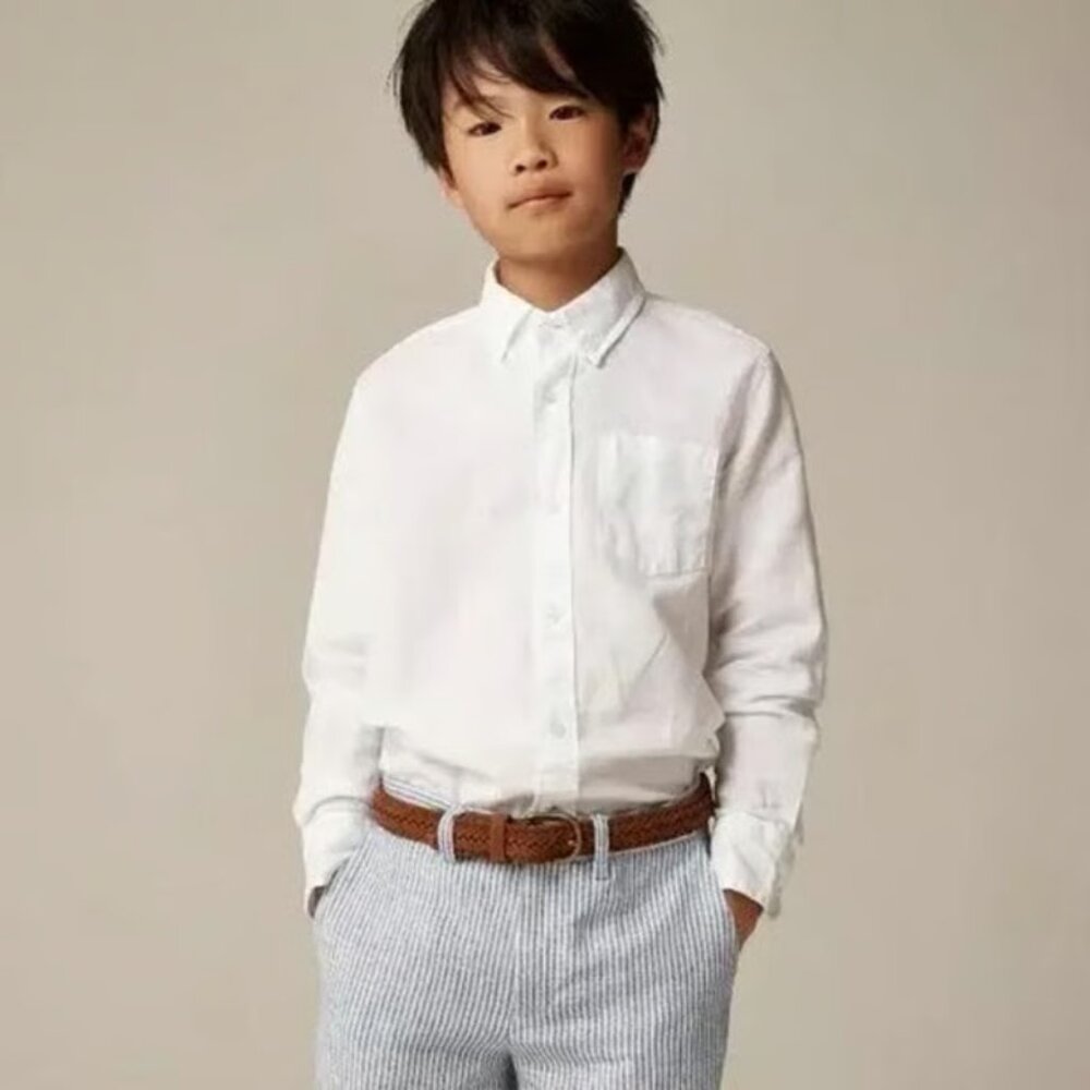 CREWCUTS 8 White Boys Ludlow Premium Fine Cotton Dress Shirt